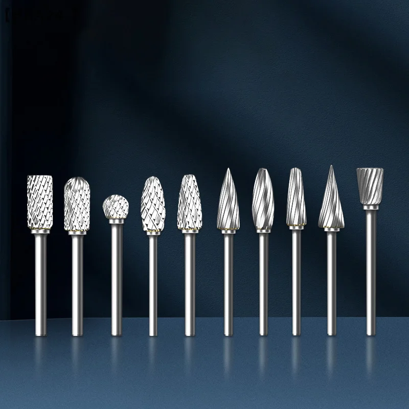 10pc Hard Alloy Rotary File 3*6 Double Grain Tungsten Steel Grind Head Electric Grind Mold Woodwork Grinding File Tool Set