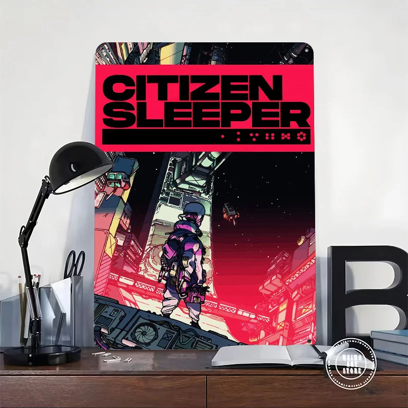 Citizen Sleeper Game Art 3D Texture Printed Poster Custom Vintage Metal Tin Plate Sign for Wall Art Gaming Decoration Room House