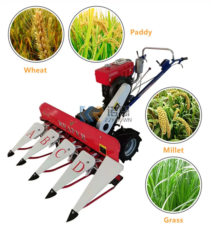 Agricultural Rice Wheat Combine Hand Reaper Harvester Machinery Paddy Corn Forage Grass Cutter Machine