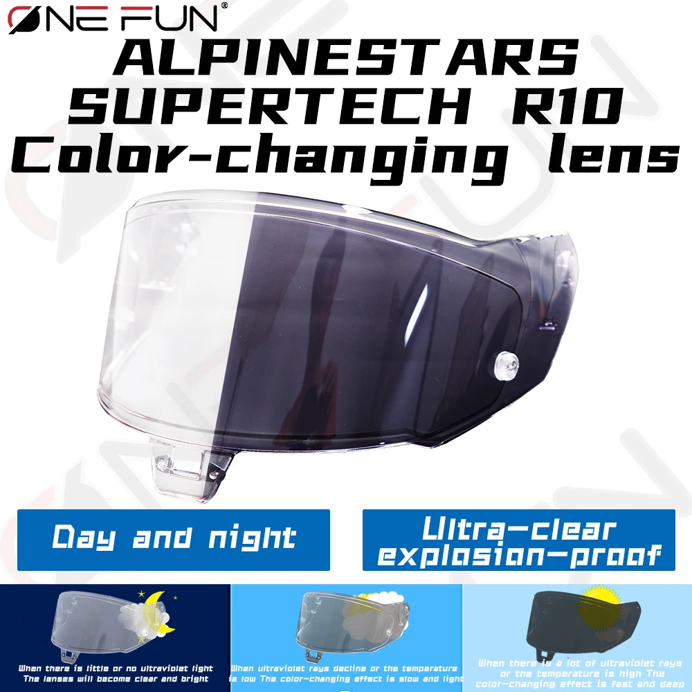 Viseira fotocromática para capacete r10, para alpinestars supertech r10, acessórios de proteção para capacete de motocicleta, lente protegida uv