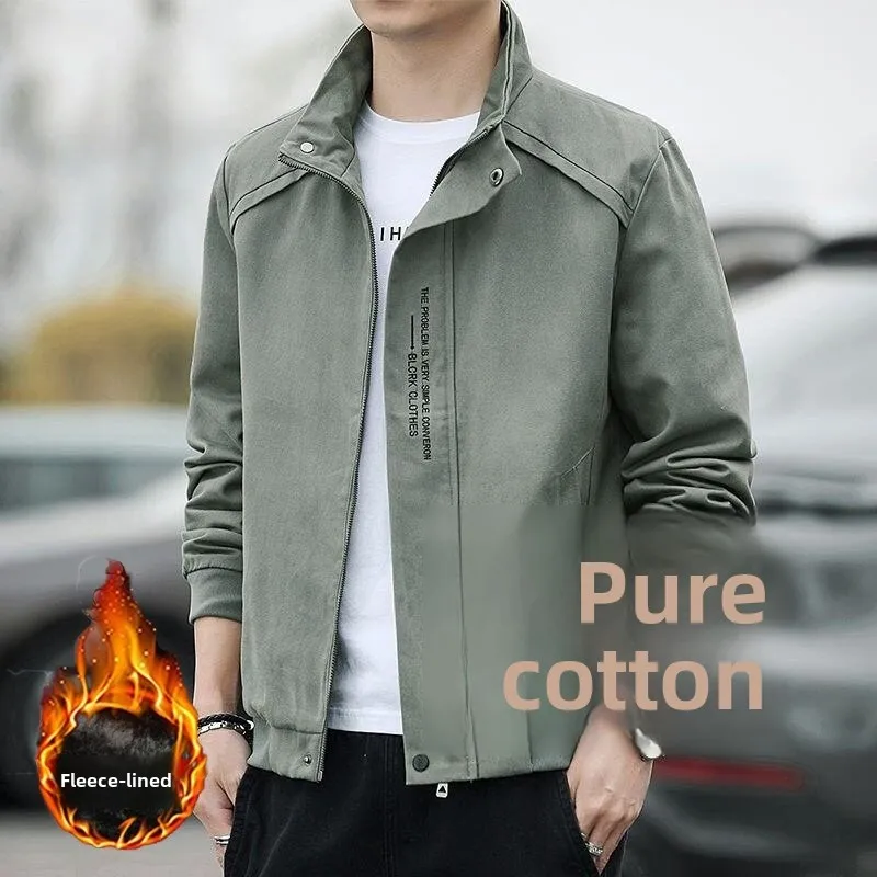 

Pure Cotton Fce Lined Stand Collar Jaet for Men Warm Faionable Youthful Spring Autumn Winter Casual Comfortable Fit