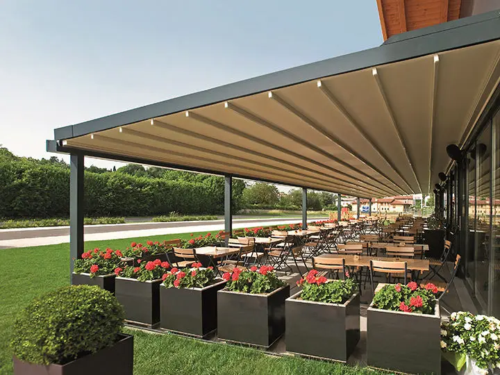 OneAlu Midsummer Lake Awning: Motorized PVC Retractable Roof for Finnish Lakeside Cottage Terraces