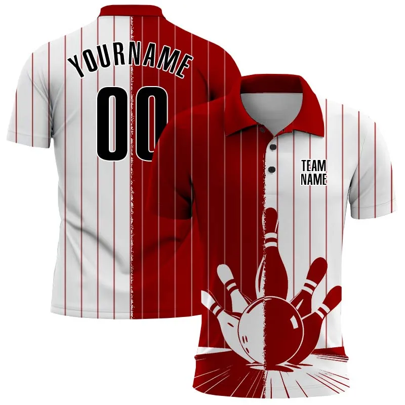 

Summer Shirts Women For Men Custom White Bowling Polo Shirt 3D Printed Tops Customize Your Name, Number, Team Name
