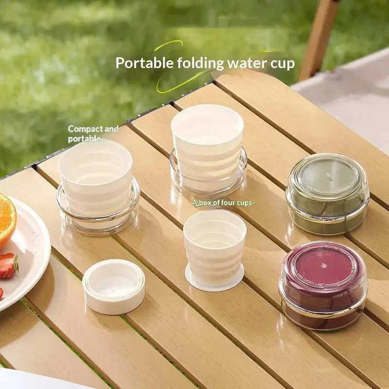Food Grade Silicone Collapsible Cup Set Of 4 Portable Design Perfect For Outdoor Camping Hiking Picnic Travel