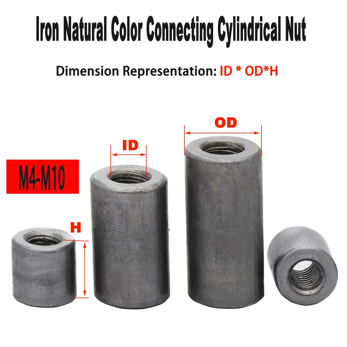 The Iron Natural Color Screw Rod Is Connected With The Elongated Cylindrical Nut, And The Sleeve Is Welded And Molded M4M5M6MM10