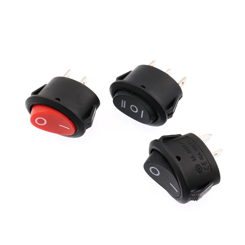 5 Pcs/10Pcs 6A Oval Rocker Switch 2/3 Foot Electric Kettle Boat  Button Red With Light 6A 250V 10A 125V KCD1-9-102