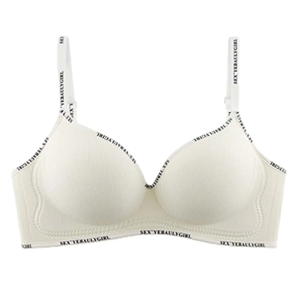 

English Letter Wireless Deep V Bra Close-fitting Anti-sagging Push Up Underwear Gathered Breasts Adjustable Brassiere for Women