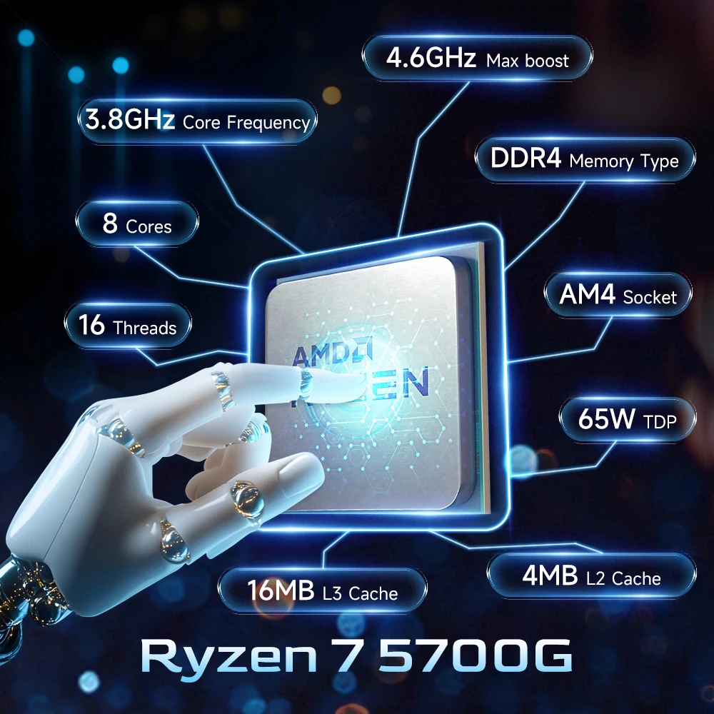 AMD Ryzen 7 5700G جديد 8-Core 16-Thread DDR4 R7 5700G 65W 7NM L3=16M 3.8 جيجا هرتز معالج الألعاب المقبس AM4 ولكن بدون مروحة