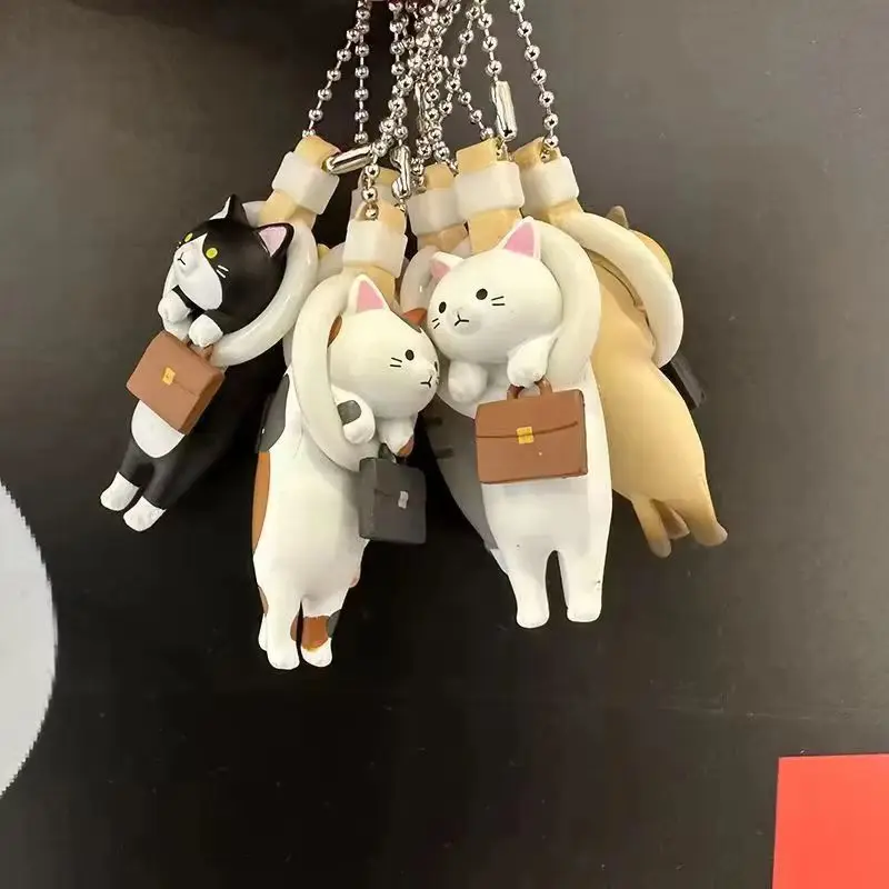 Chaveiro de Figura de Ação de Gato Kawaii Anime com Anel Pendurável, Caixa Surpresa, Pingente para Mochila e Bolsa de Uso Diário, Brinquedos Cápsula, 