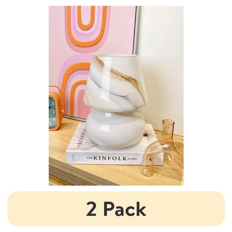 

(2 pack) Shop Brown Marble Glass Mushroom Lamp, 10" H x 7.5" W, Plug in