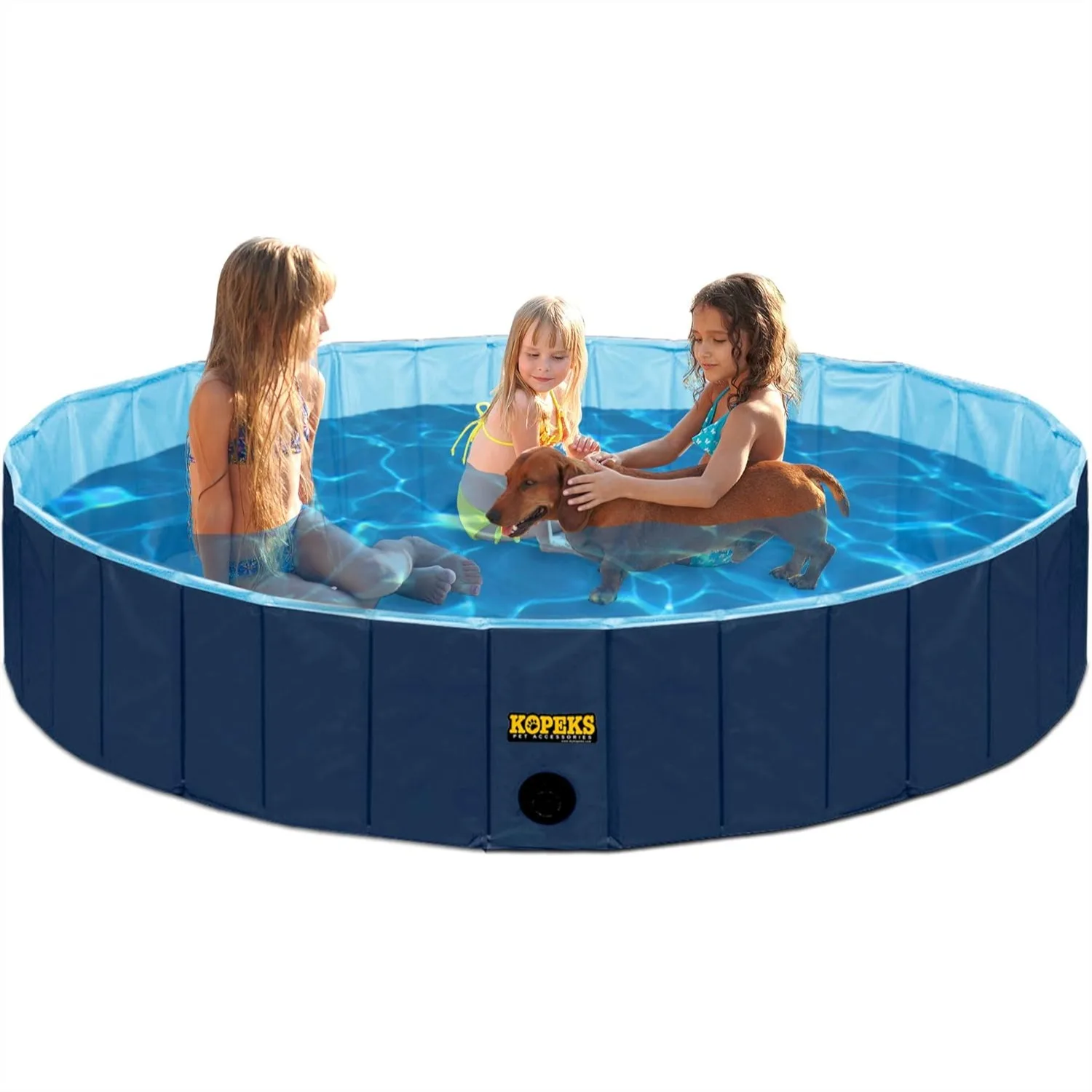 

Portable Foldable Outdoor Swimming Pool Bathing Tub for Pets, XL 63" x 12", Heavy-Duty PVC, Easy Drain