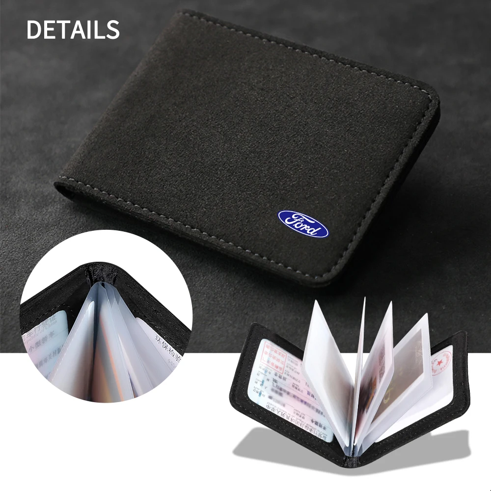 

Car Logo Ultra-Thin Driver License Cover Card Bag For Ford Edge Shelby Focus Fiesta EcoSport Escort Ranger Fusion Mustang Mondeo