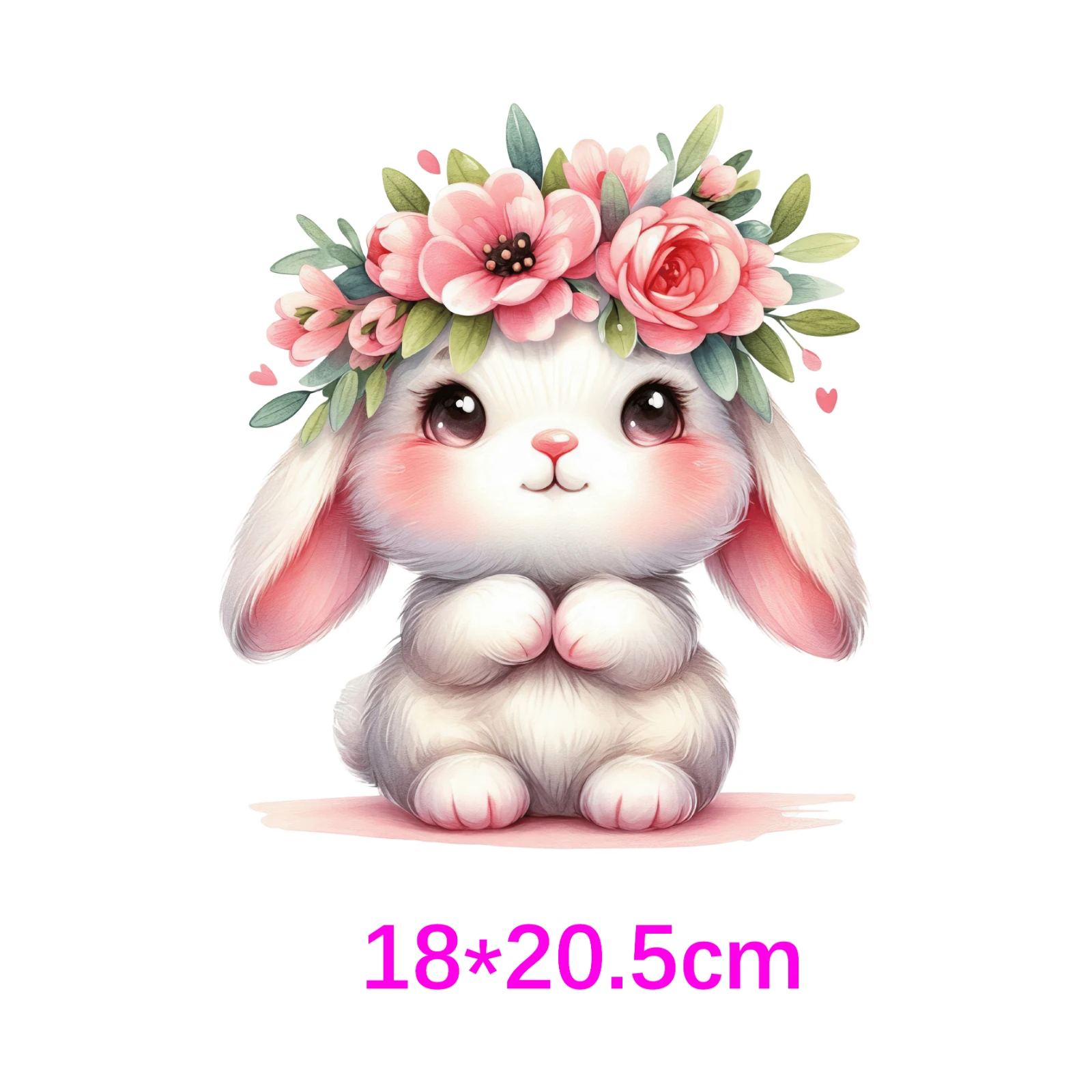 20cm Flower Animal Rabbit Elephant Lion Iron On Heat Transfer Sticker For Clothes Pinted Vinyl Thermal Washable T-Shirt Decal