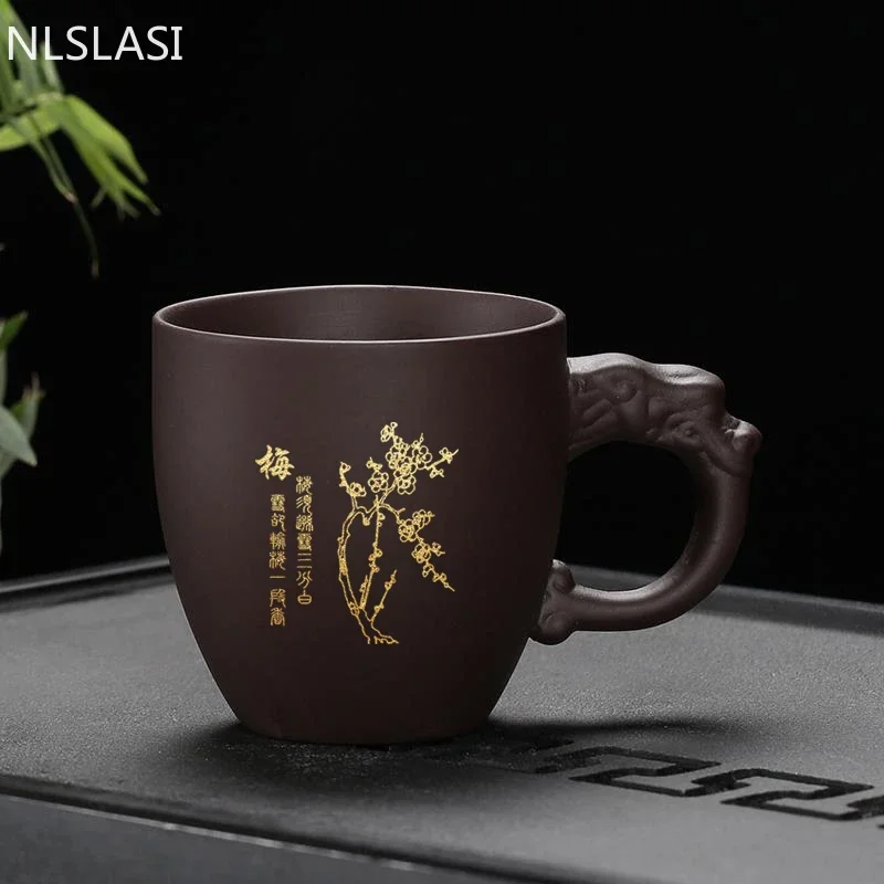 Yixing Purple Clay Teacup with Hand Grip Home Water Cup Handmade Tea Bowl Master Tea cup Chinese Teaware accessories 100ml