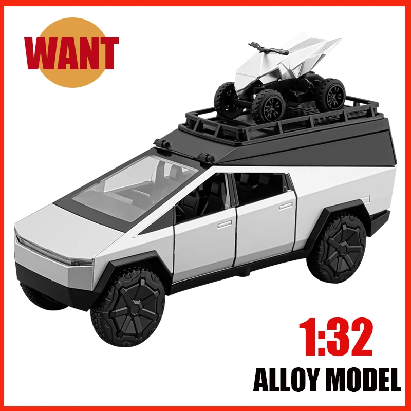 1:32 Cyber The Truck Alloy Diecast Camping RV Model Simulation Off Road Sound Light Pull Back Kid Gift Decoration Toy Car Hot Wh