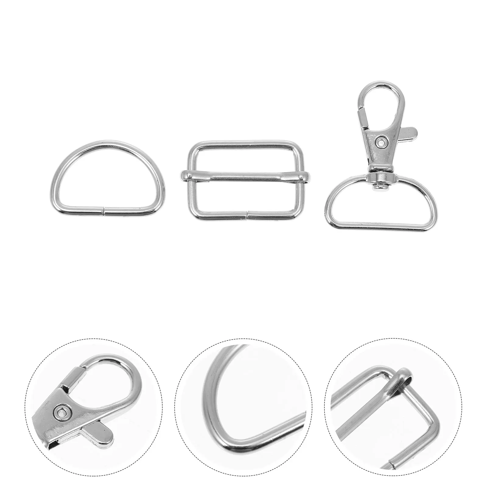 

60pcs Keychain Hooks Bulk Metal Swivel Snap D Ring Slide Buckle For Bag Strap Pet Collar Handbag Accessories -Glide Buckle