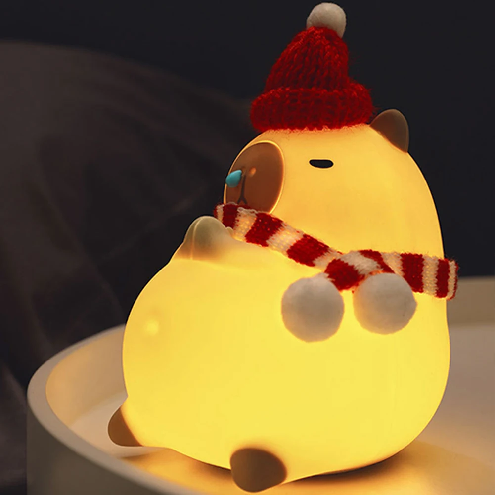 Capybara-Veilleuse aste en silicone, luminosité réglable, décoration d'éclairage, drôle, mignon, nouveau, 2024 W, 0.96