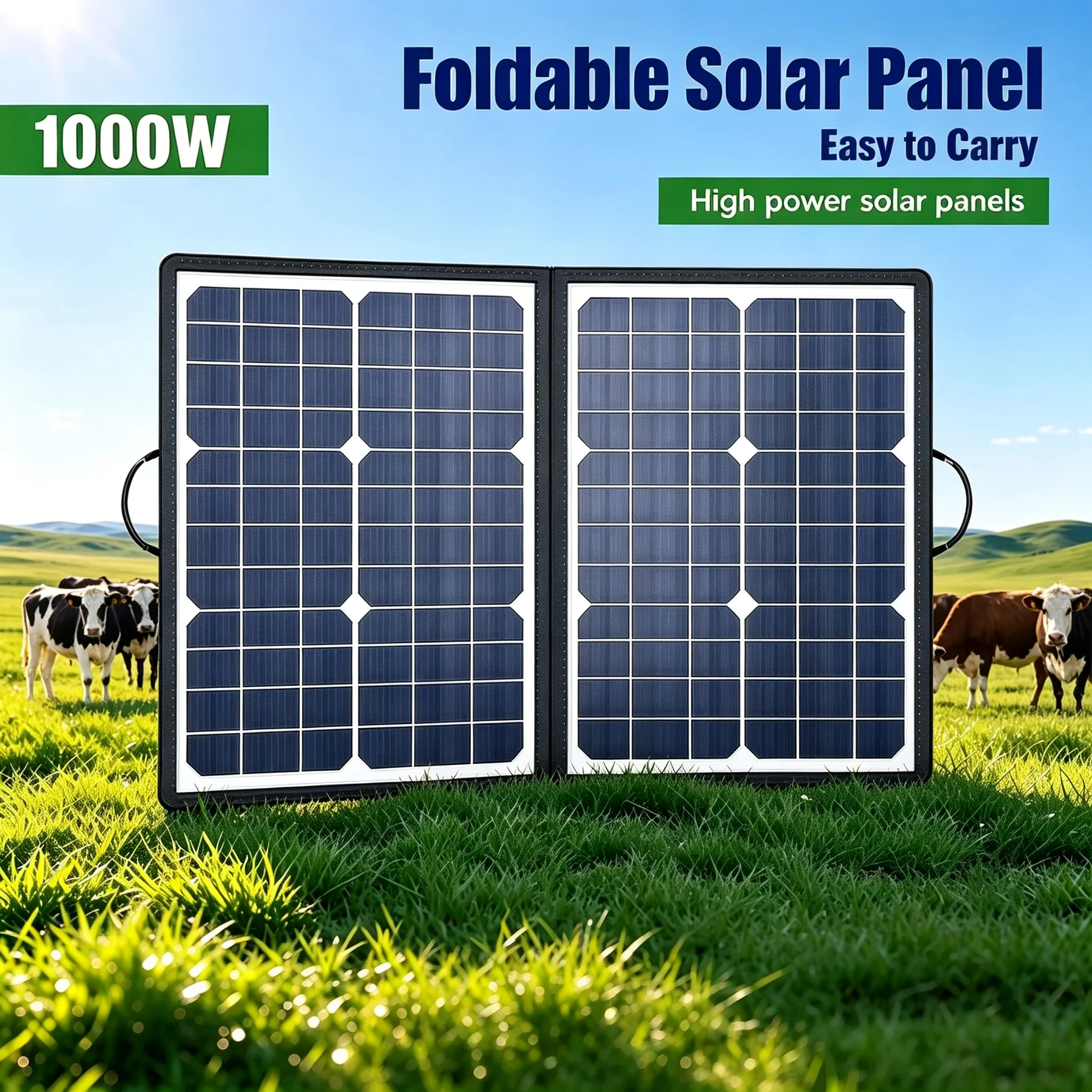 1000W Portable Foldable Solar Panel Kit for Outdoor Camping RV Boat Off-Grid Charging