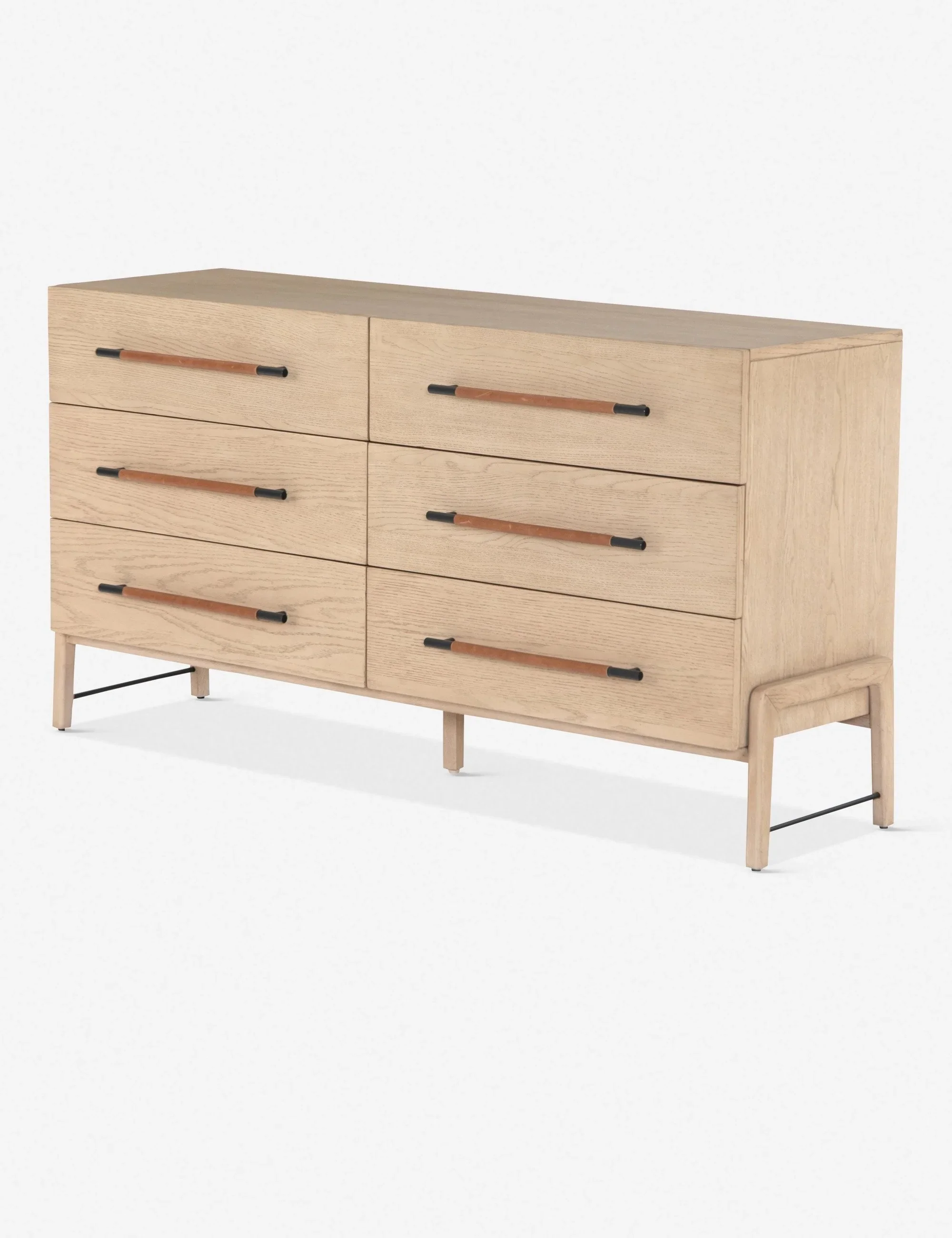 Quality Bedroom Furniture French Contemporary Solid Oak Wide 6 Drawer Dresser