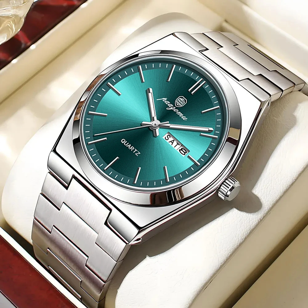 

PAAZOMU Роскошные кварцевые мужские наручные часы Спортивные мужские часы Водонепроницаемые светящиеся мужские часы из нержавеющей стали с датой и неделей Мужские часы Reloj