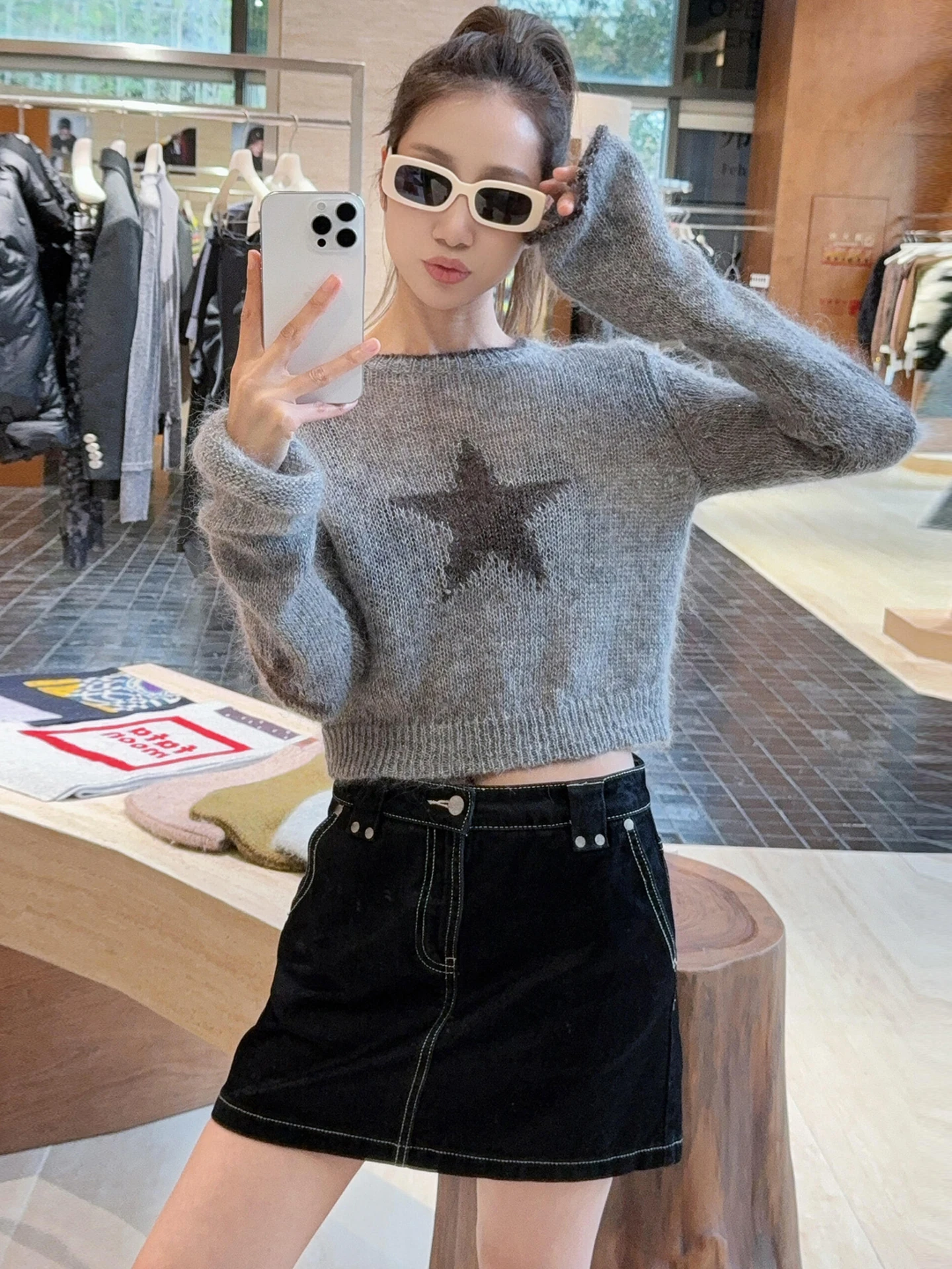 

Повседневный универсальный вязаный свитер со звездным узором для женщин: премиум-качество, модный осенне-зимний топ, комфортный, средней мягкости, с длинными рукавами