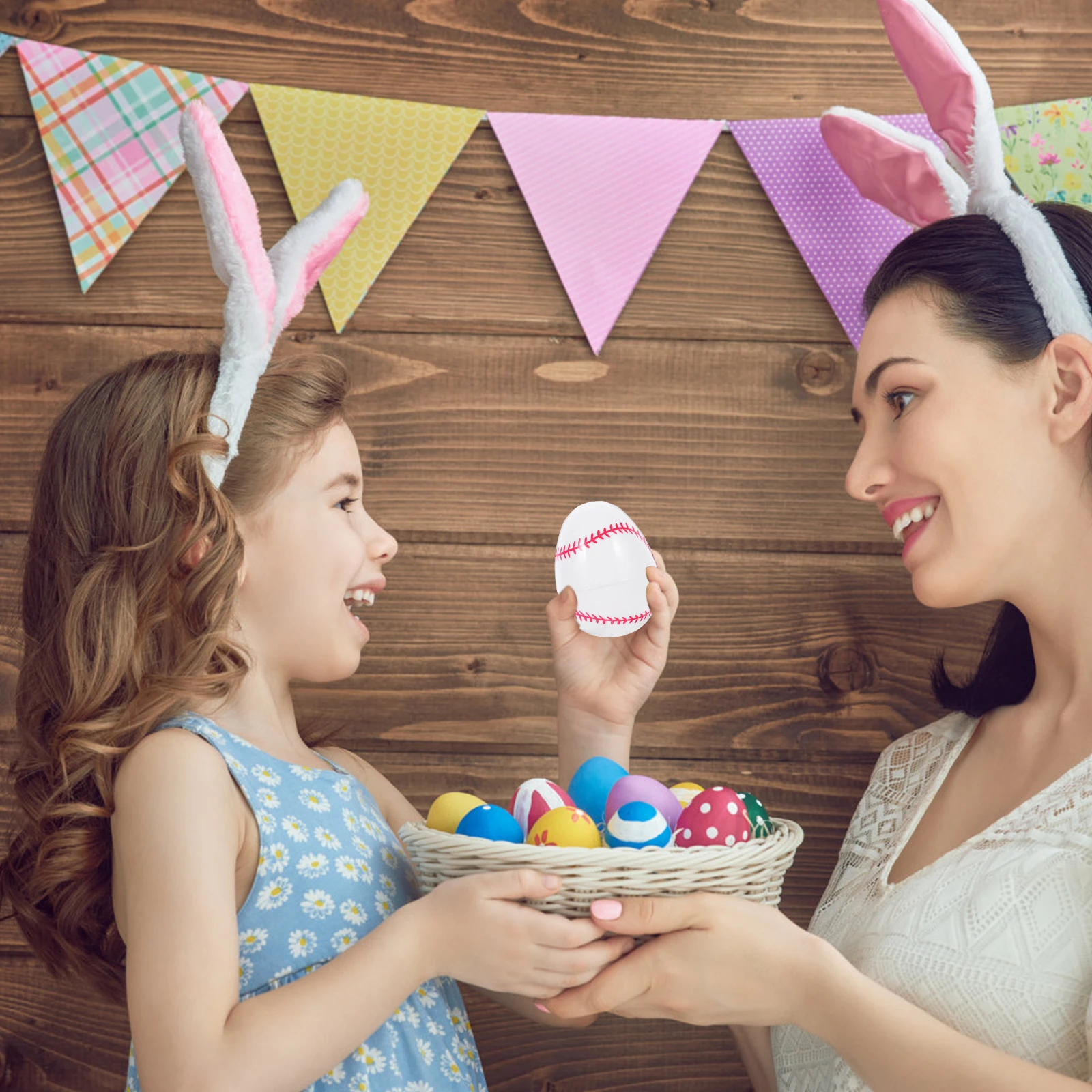 

12Pcs Easter Opening Eggs Baseball Theme Decorative Fillable Egg Ornaments for Easter Party Favors Classroom Event Supplies