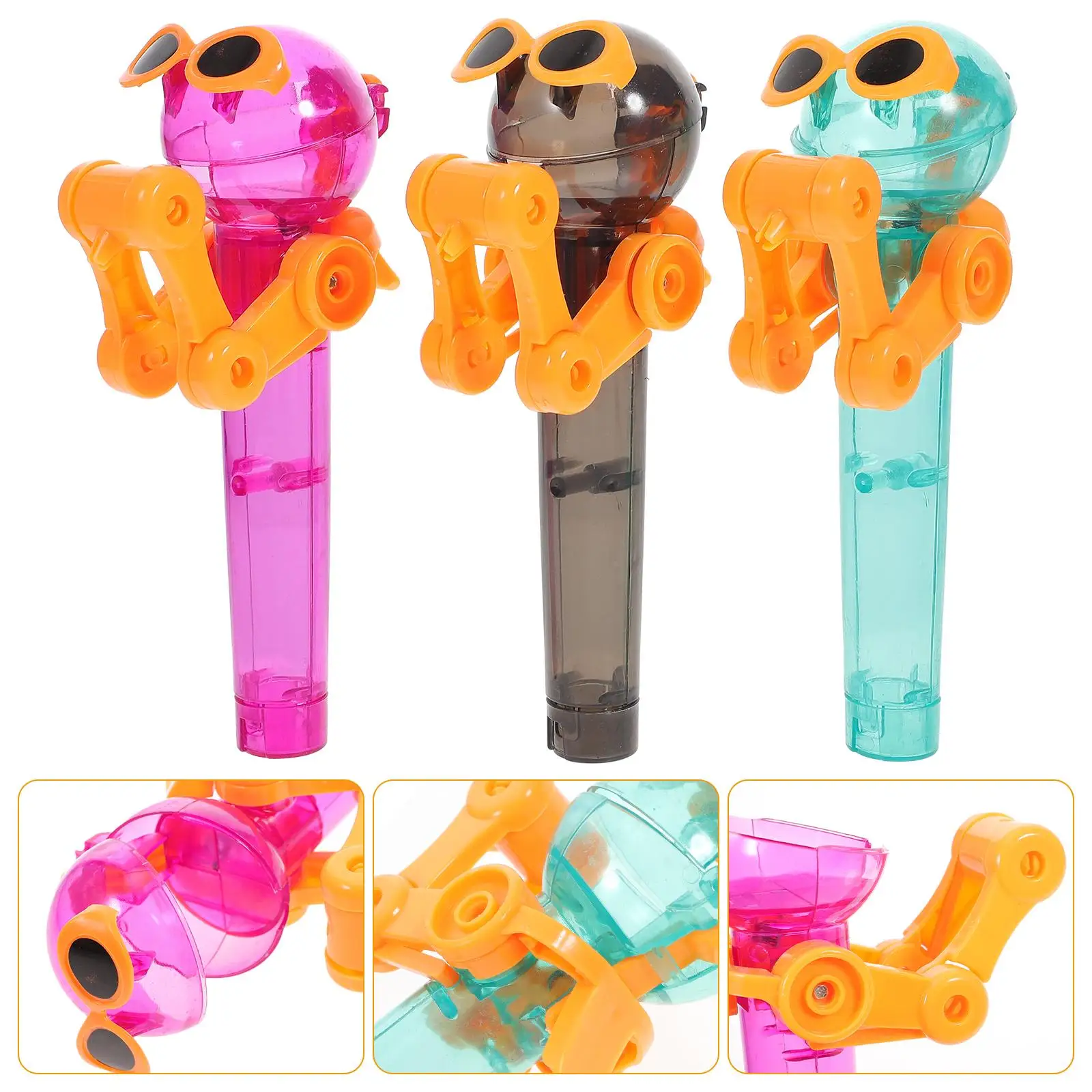 

3 Pcs Lollipop Robot Toy 2 Colors Arm Birthday Party Plastic Decompression Candy Case Kids Gift