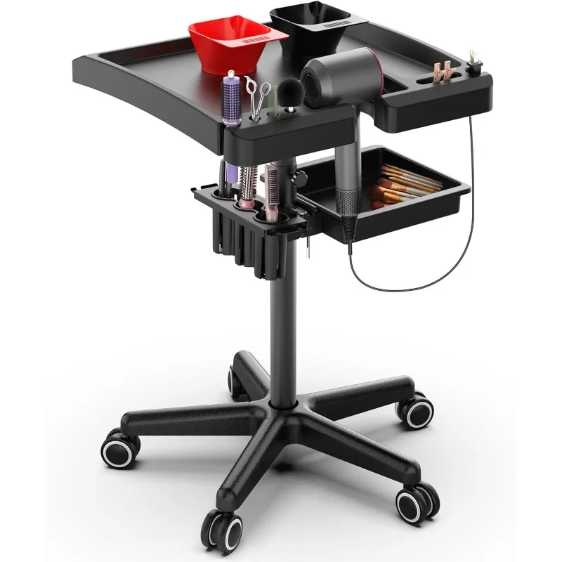 Salon Tray on Wheels, Hairstylist Rolling Carts with Wheels and Drawers, Hair Salon Cart with Tool Holder,