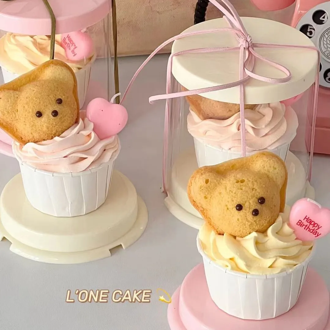 10Pcs Round Clear Cake Box for 2 inch Transparent Bakery Package Gift Boxes Cupcake Cookies Boxes with Lid for Carry Tall Layer