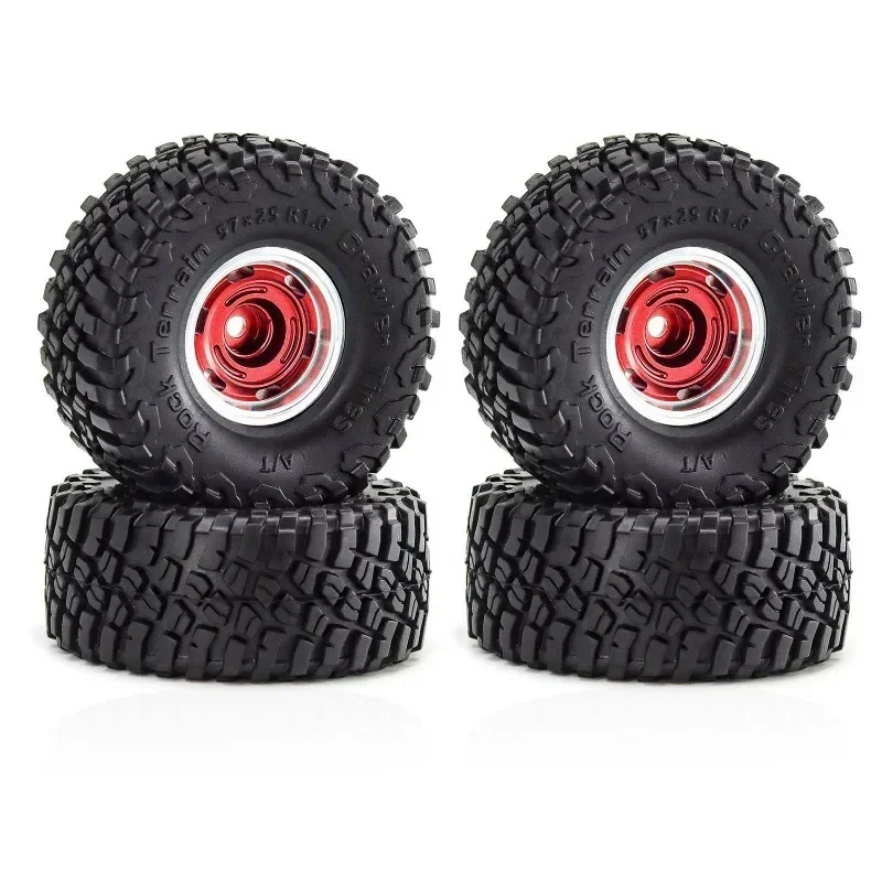 4 stücke 57mm 1,0 "Metall Beadlock Rad Reifen Set Für 1/18 1/24 RC Crawler Auto TRXS 4M SCX24 AX24 FCX24 Upgrade Teile Zubehör