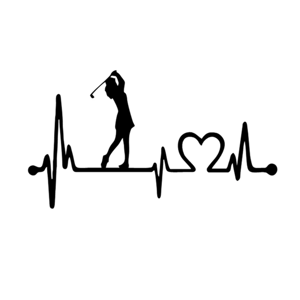 

Golf Passion Vinyl Car Stickers Waterproof for Window Bumper - Playful Golfer Heartbeat Auto Decor Sport Accessories