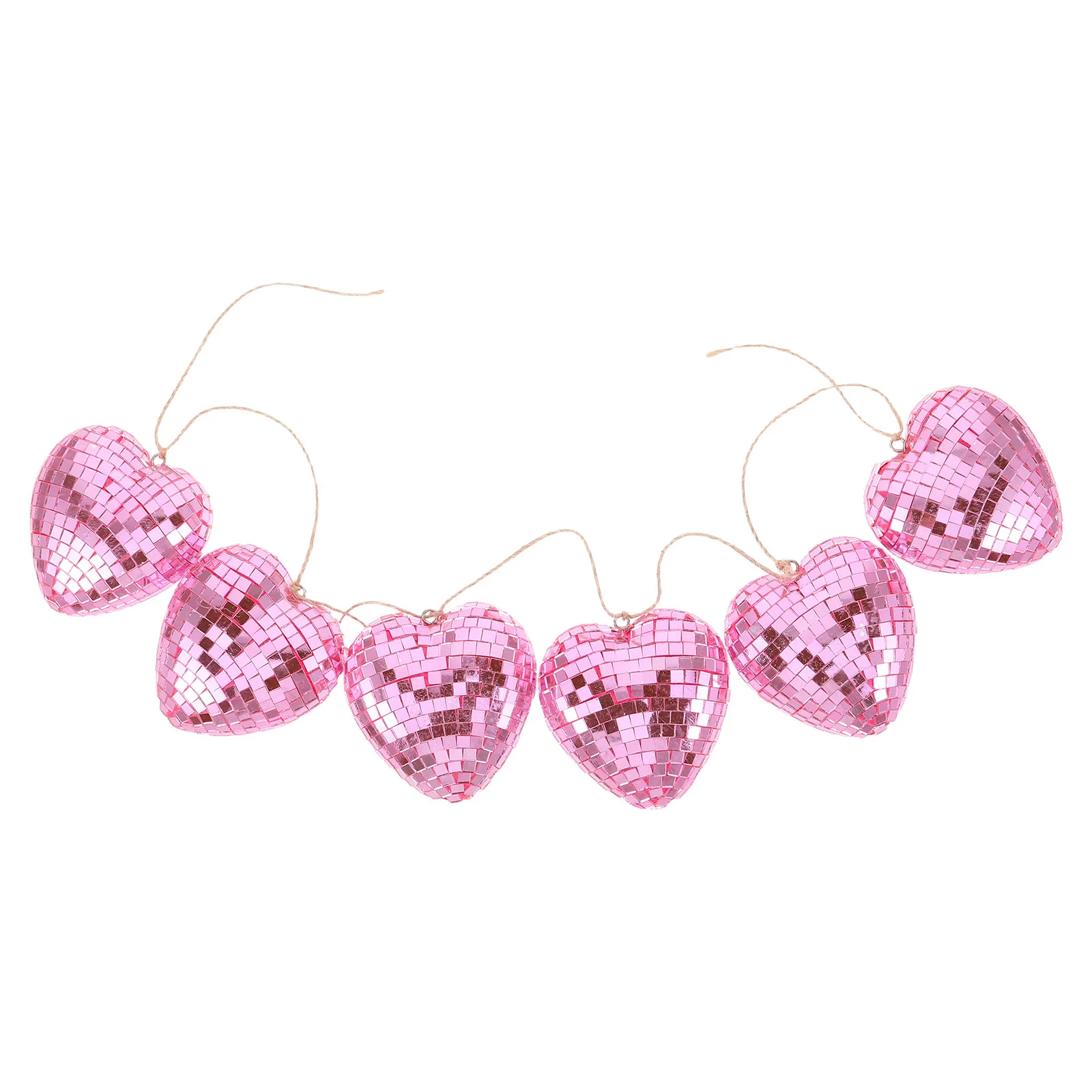 Valentijnsdag Hartvormige Discobal Garland 6 Spiegelhartjes Hangende Valentijnsdecoratie Reflecterende Romantische Valentijnsfeest