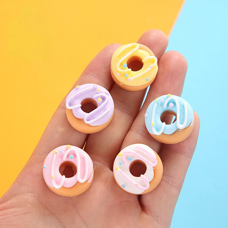 Mini Donuts de resina Kawaii, adornos planos en miniatura, suministros para álbum de recortes, materiales, cabujones, figuras, artículos artesanales, 10 Uds.