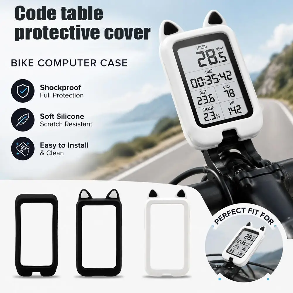 Étui de protection en silicone pour ordinateur de vélo BiNavi Air, film protecteur d'écran anti-rayures et anti-chute, housse mignonne à oreilles de chat