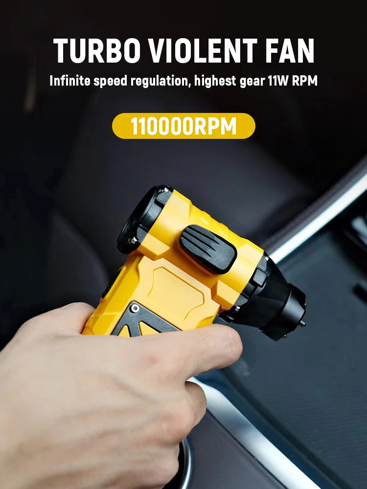 Air Blower 8000mAh 110000RPM Turbo Jet Fan Super Power Brushless Motor Adjustable Speed Mini Blower With Safety Hammer For Car