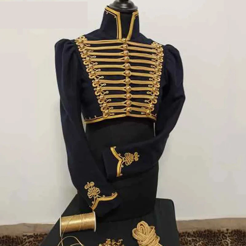 

Woman's soldier jacket Crop Top Coat Officer Uniform Adult Men's Punk Military Drummer Jacket cosplay costume