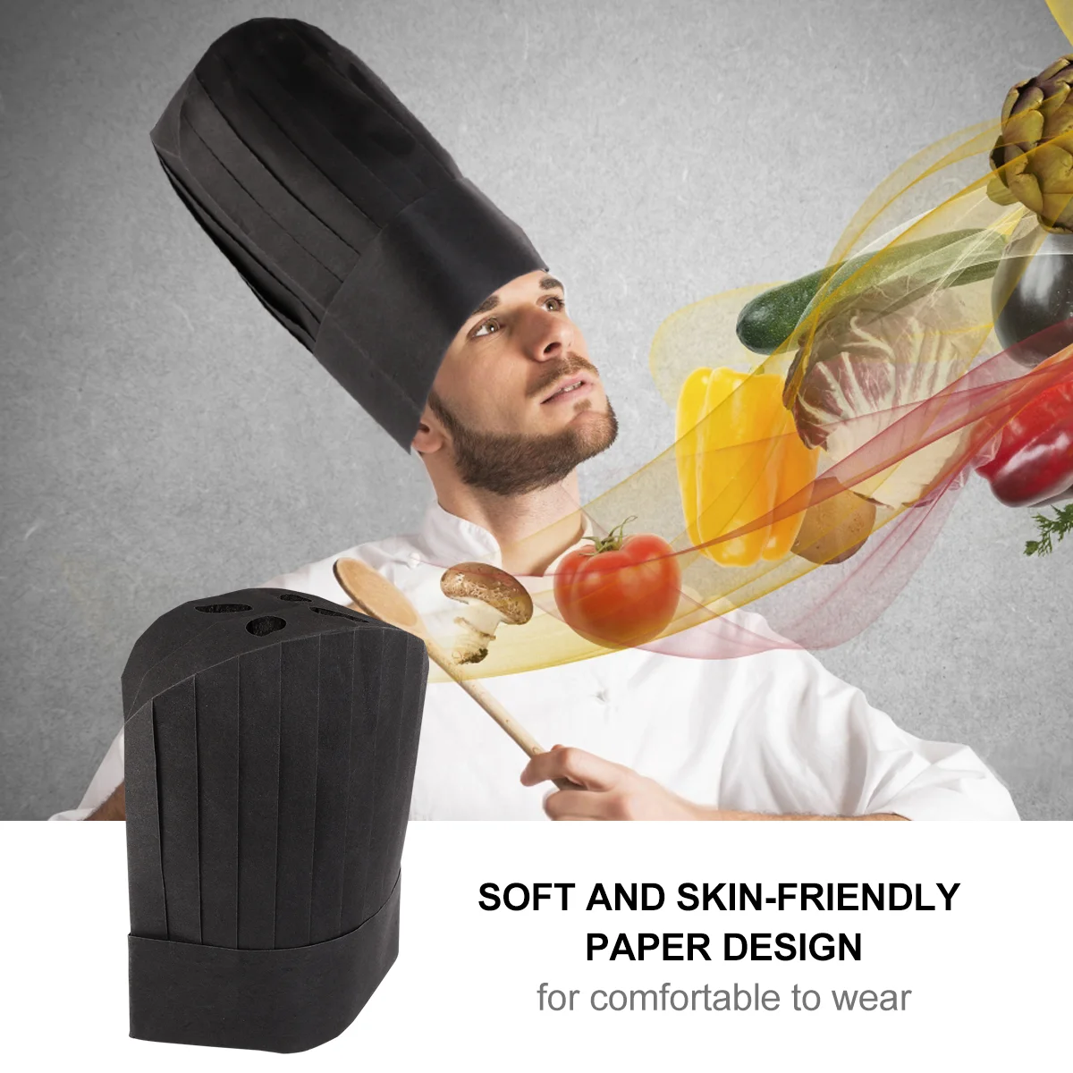 Gorro de Chef desechable para trabajo de cocina, gorro antiincrustante único para Chef, 20 piezas