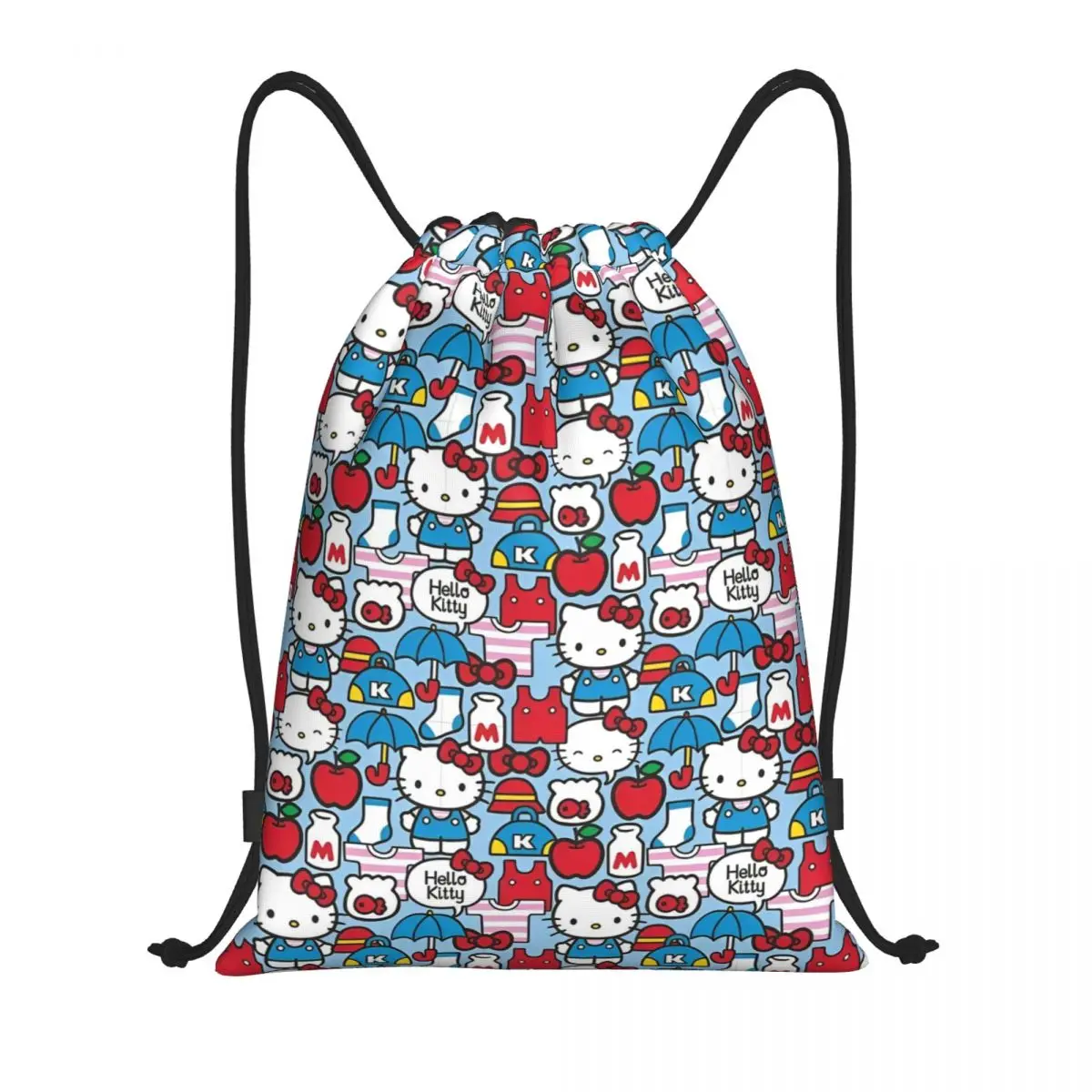 Cartoon Cute Hello Kitty Drawstring Backpack Sports Gym Sackpack HelloKitty String Bags for Working Out