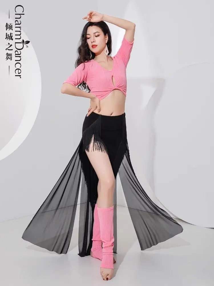 

Dancing Dress Belly Dance Costume New Summer Practice Dress Set With Tailed Tassels Refreshing Practice Class Dress Latin Outfit