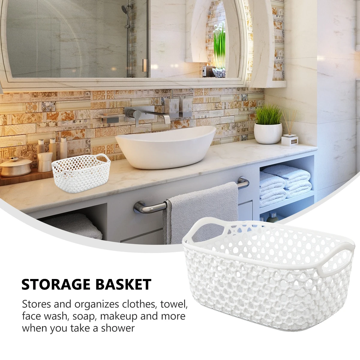 

5pcs Plastic Storage Basket Sundry Holder Household Organizer Resin Material Portable Compact Home Use Clothes