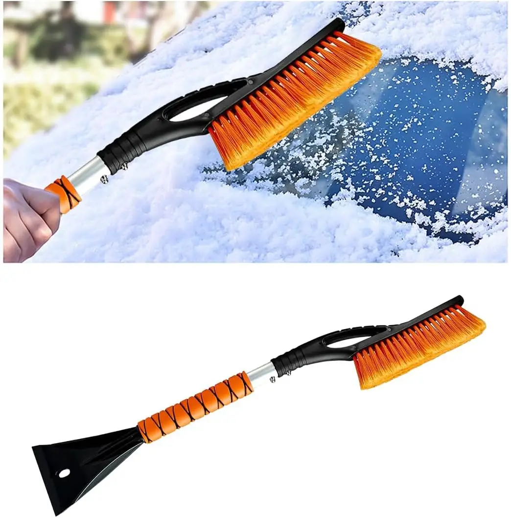 

Car Brush with Ice Scraper, 27 Inch Aluminum Remover for Car Door and Windshield, Detachable Ice Shovel Tool with Ergonomic Fo