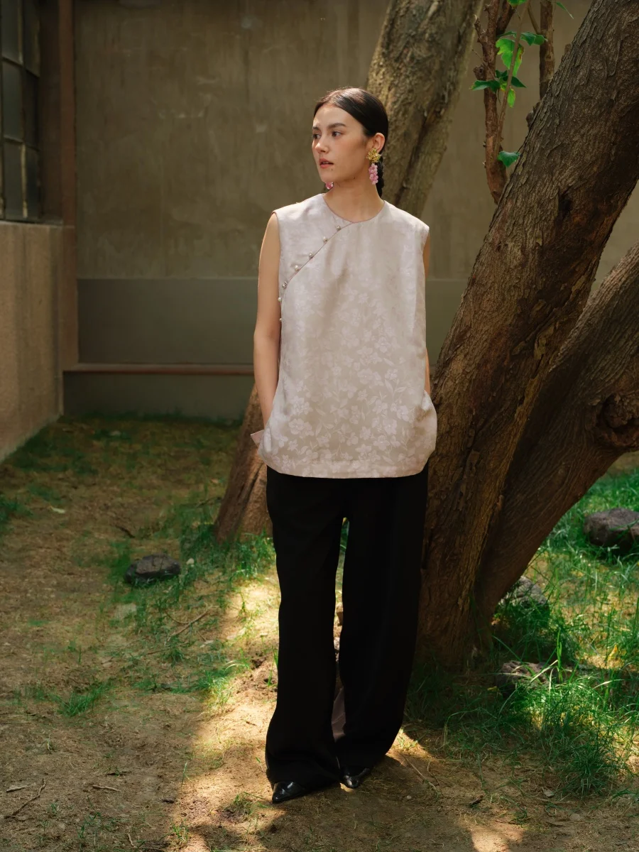 

Женский удлиненный жилет TAORAN с круглым вырезом и цветочной вышивкой, свободного кроя, в национальном стиле, повседневная модная верхняя одежда