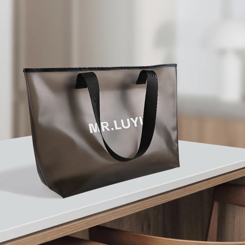 MR.LUYU متجمد الأسود حقائب السباحة حقيبة نسائية صغيرة أكياس واضحة سعة كبيرة مقاوم للماء سميكة بولي كلوريد الفينيل الشاطئ تخزين حقيبة يد حقيبة الكتف