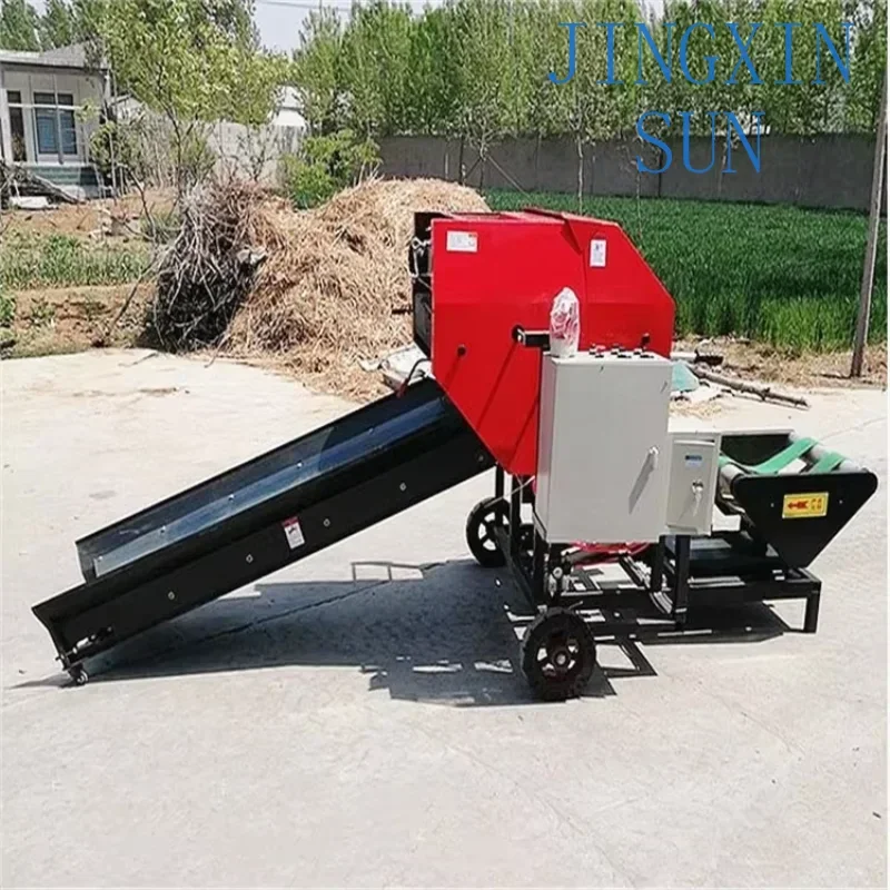 ماكينة مكبس ومكبس مستدير صغير معتمدة من CE ، ماكينة تغليف القش ، الكتلة الحيوية الرطبة ، غلاف القش ، مكبس السيلاج