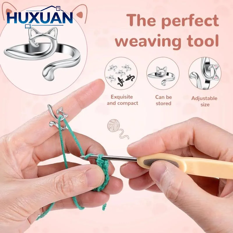 6/7/10Pcs Adjustable Knitting Crochet Loop Ring Knittied Yarn Guide Finger Faster Holder Thimble Crocheters Thread Ring