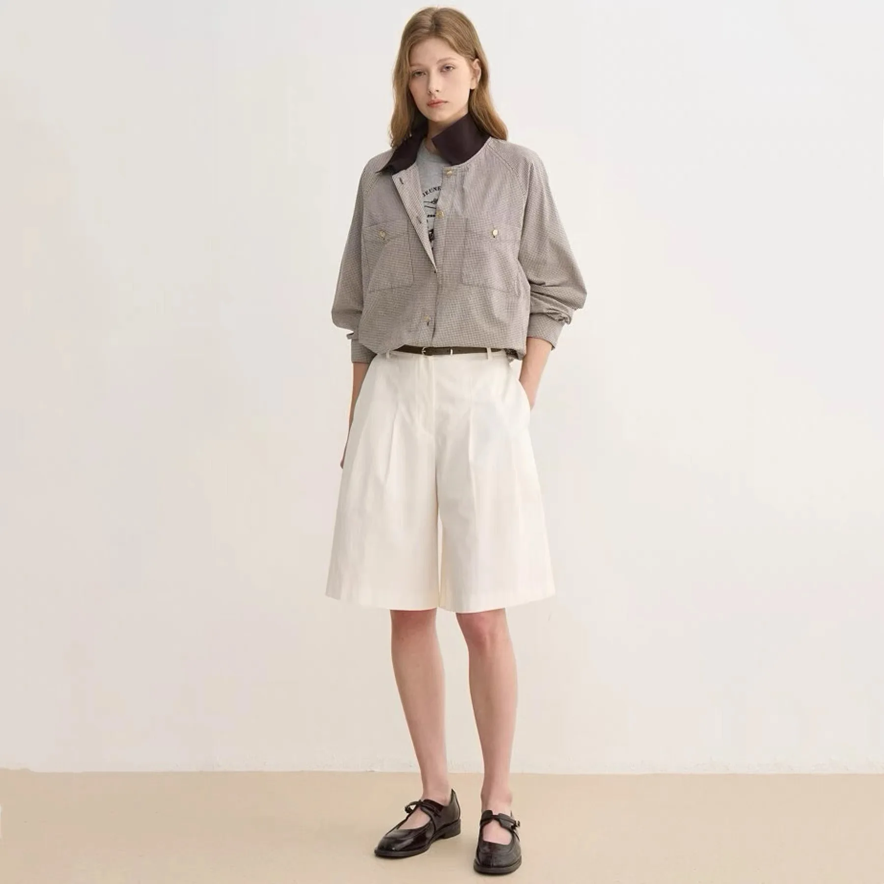 

Кожаная повседневная рабочая одежда Jaet с воротником-стойкой в стиле пэчворк, универсальная верхняя одежда с лимонным сыром SJ25, осеннее новое поступление