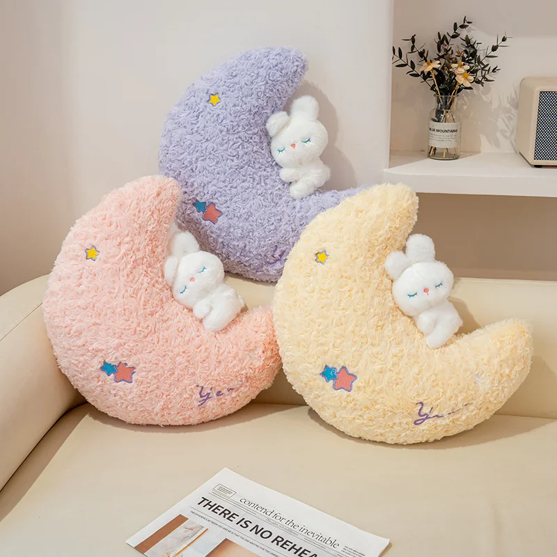 45cm Kawaii Pillow Rabbit Cartoon Star Moon Pillow Cushion Creative Happiness Soft Family Plush Toy Sofa Home Decor Plush Pillow