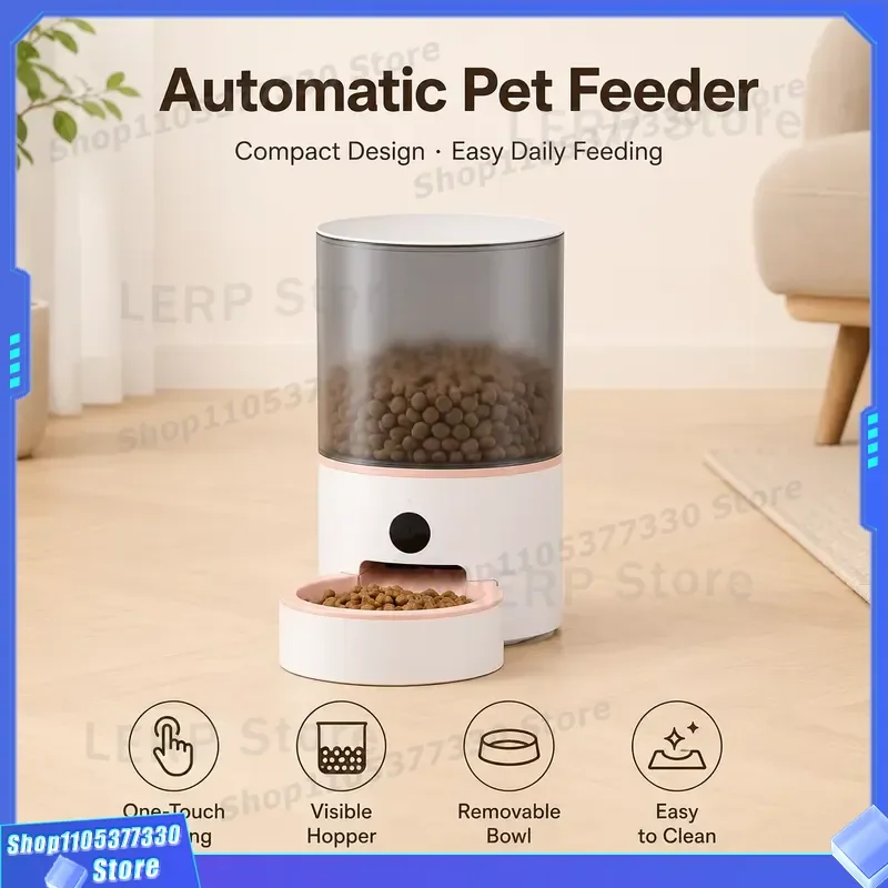 Automatic Pet Feeder with Transparent Grain Storage Tank One Click Bowl for Cat Dog Care Smart Food Dispenser Device Smart