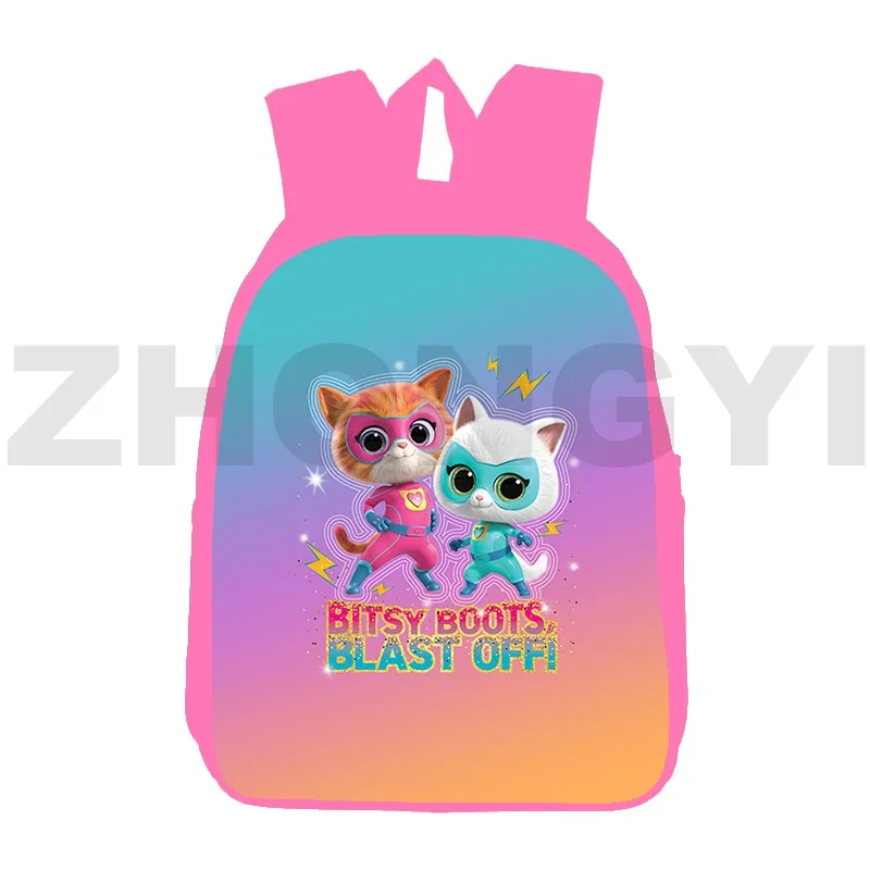 Modny plecak SuperKitties 3D wysokiej jakości Bookbag 12/16 Cal uroczy plecak szkolny SuperKitties dla uczniów szkół podstawowych