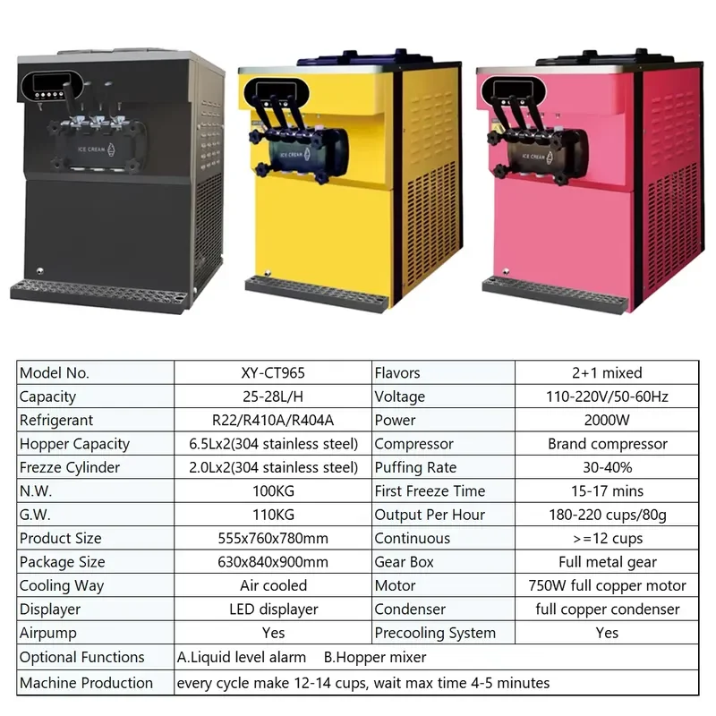 Soft Serve Ice Cream Machine 25-28L/H Automatic Commercial Ice Creme Maker Ice Cream Making Machine for Business Price